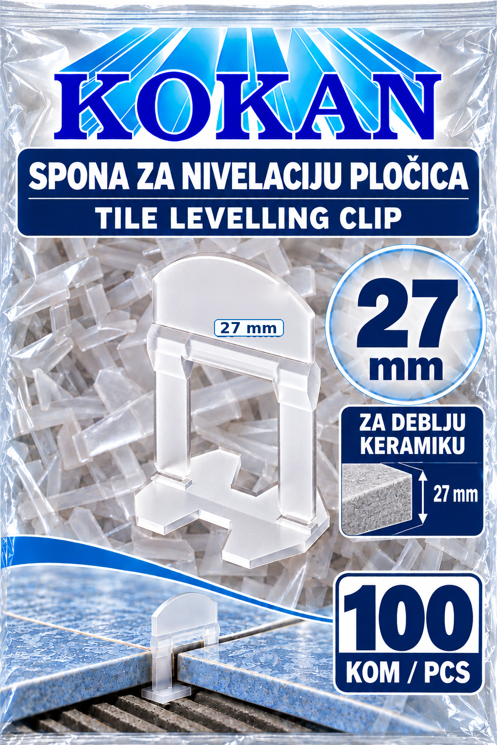 Pakovanje KOKAN spona 27 mm za deblju keramiku, 100 komada